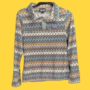 EUC Patagonia Geometric Fleece in Grey and Blue